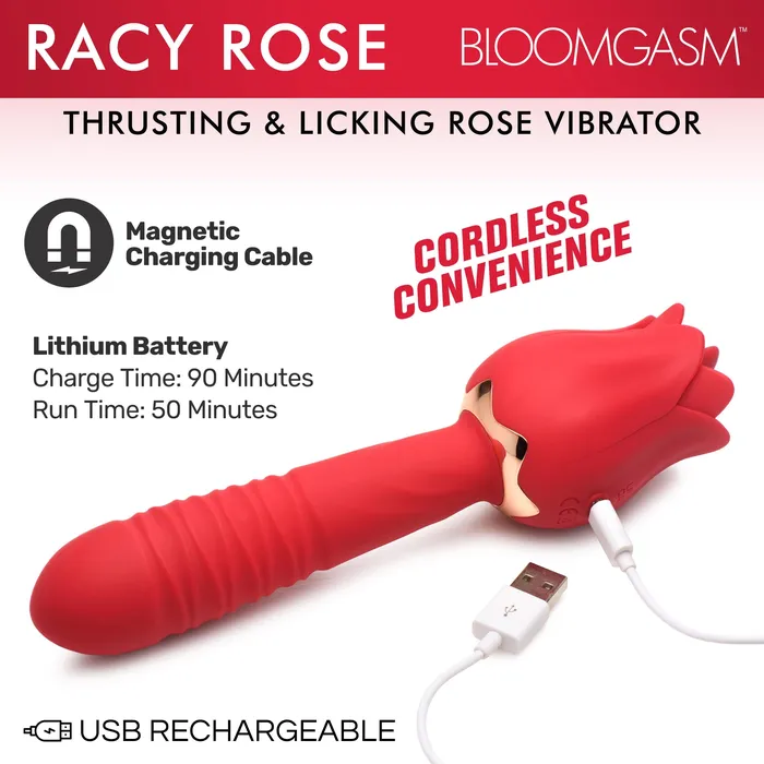 Bloomgasm Vibrators | Racy Rose Thrusting and Licking Rose Vibrator