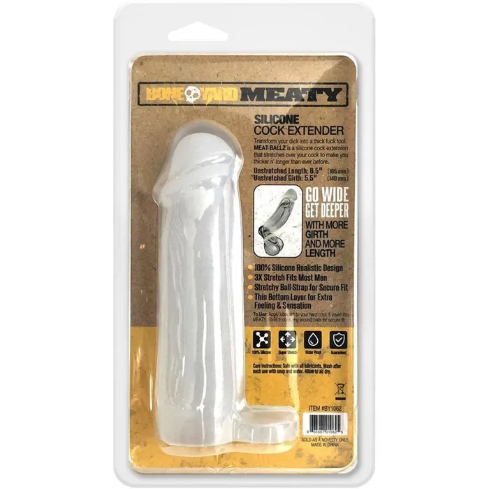 Male Sex Toys | C1 Releasing Boneyard Meaty Cock Extender - Clear - Clear Penis Extender Sleeve