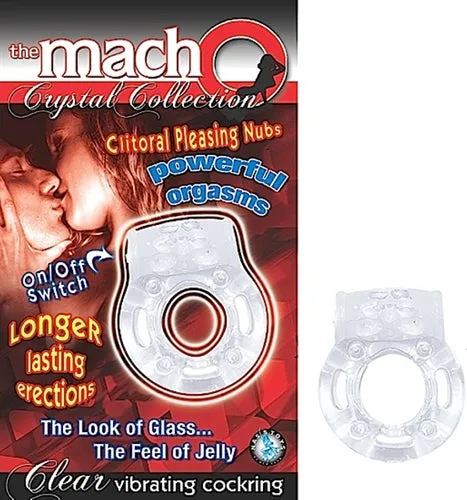 Male Sex Toys The Macho Crystal Collection Vibrating Cock Ring Clear Nasstoys