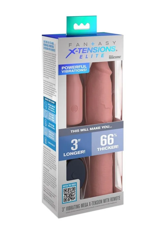 Fantasy X-Tensions Elite Silicone Vibrating 9in Sleeve with 3in Plug and Remote | Fantasy X-Tensions Male Sex Toys