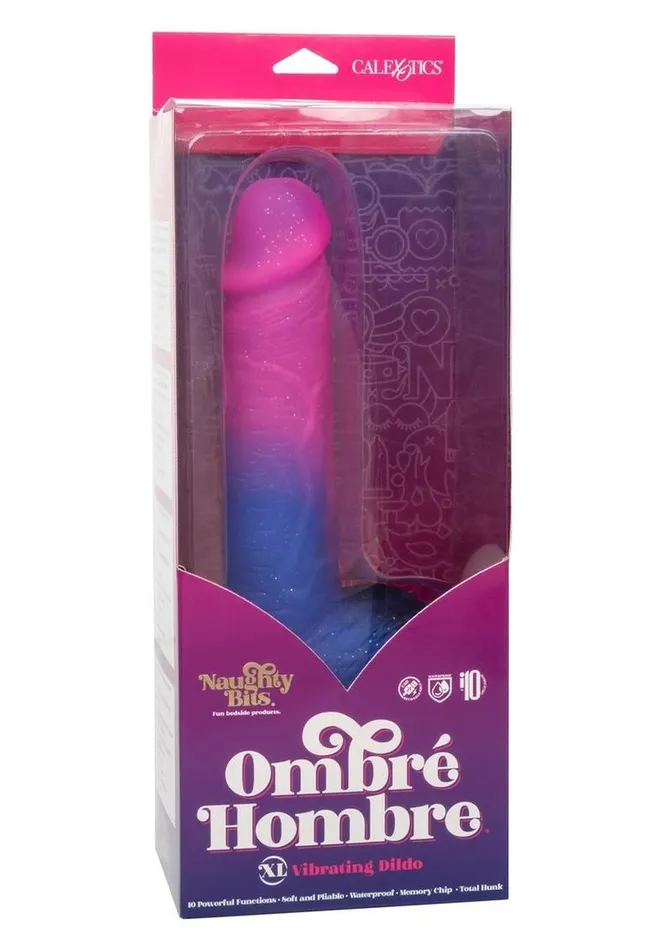 Naughty Bits Ombre Hombre XL Rechargeable Silicone Vibrating Dildo | Naughty Bits Female Sex Toys